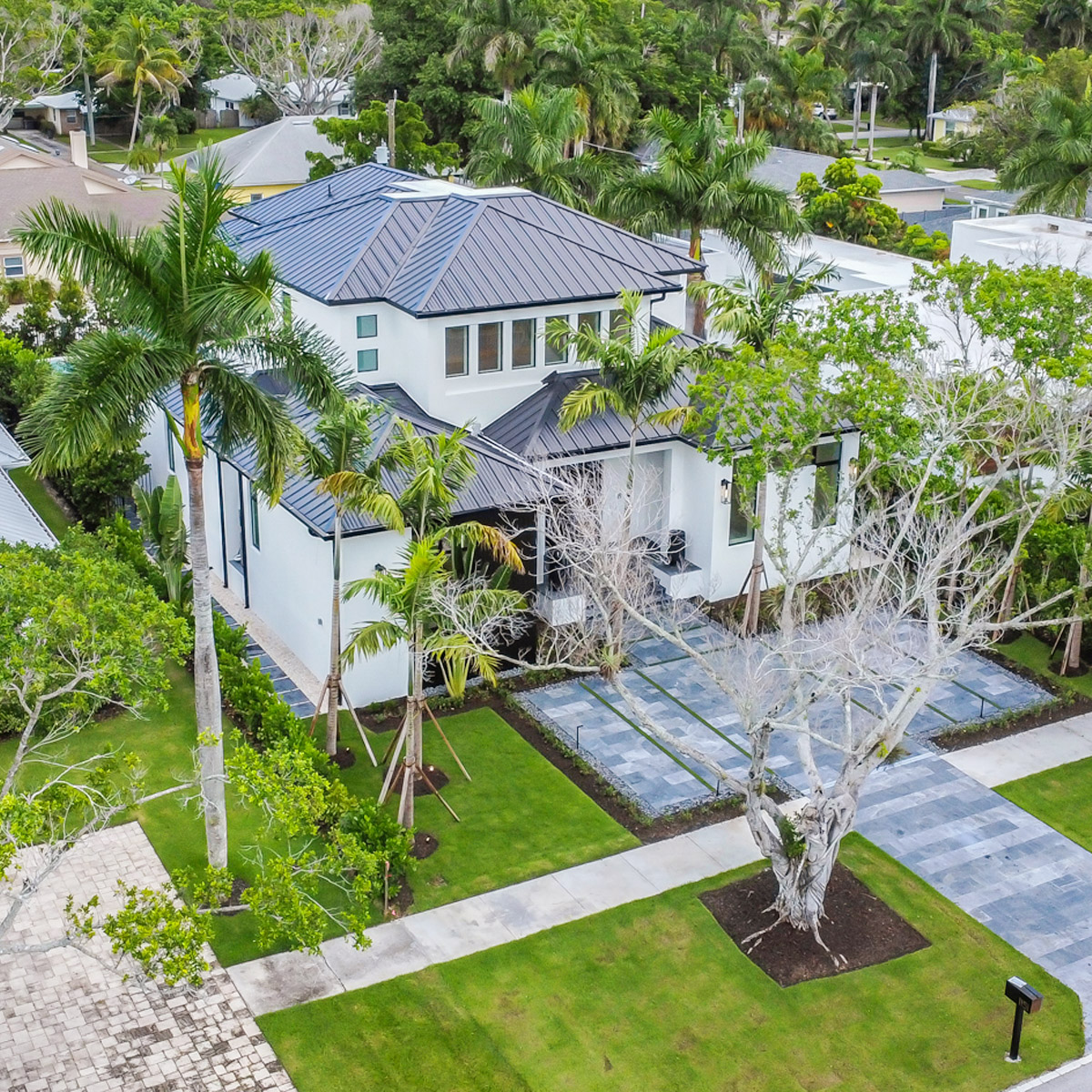 arial photograph od naples custom built home